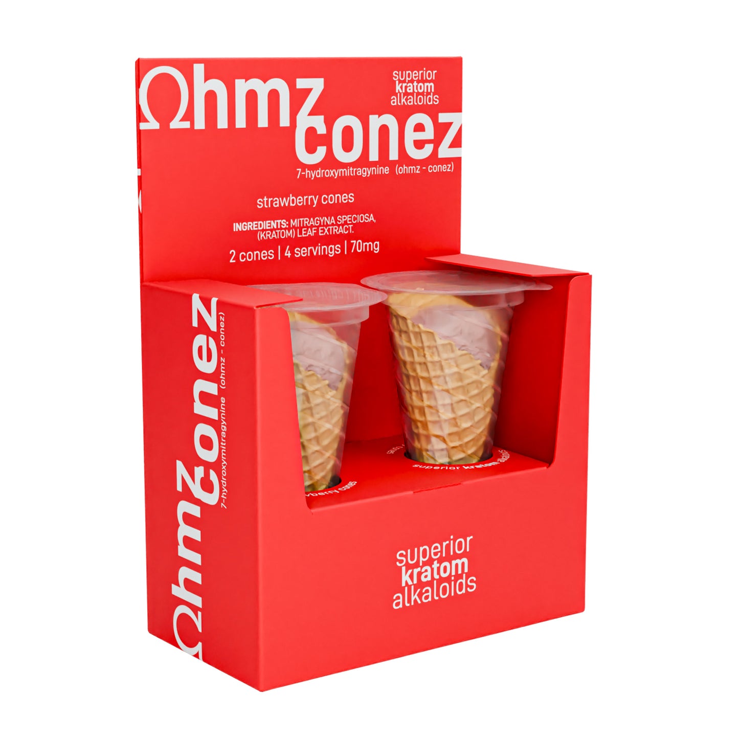 Ohmz Conez 70mg 7-Hydroxy Kratom Waffle Cone 2-Pack