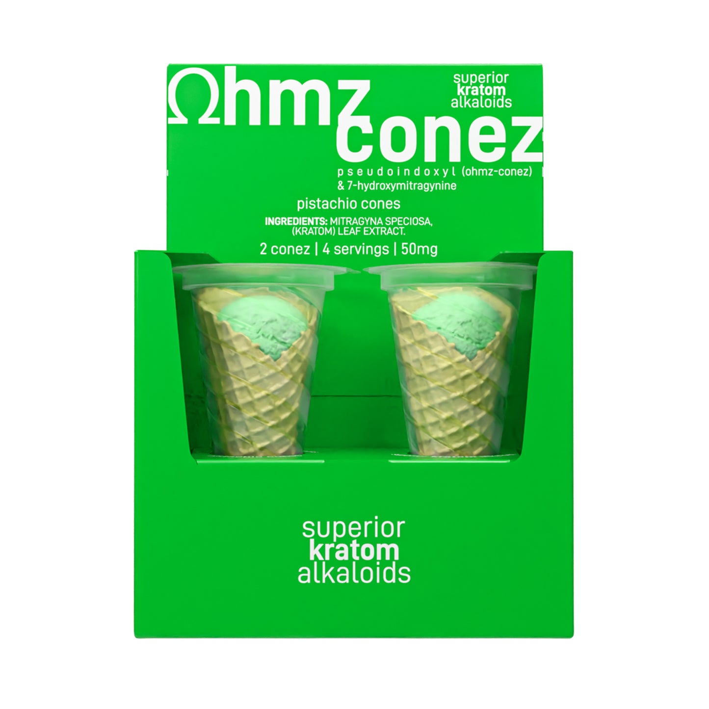 Ohmz Conez 50mg 7-Hydroxy Pseudoindoxyl Kratom Waffle Cone 2-Pack