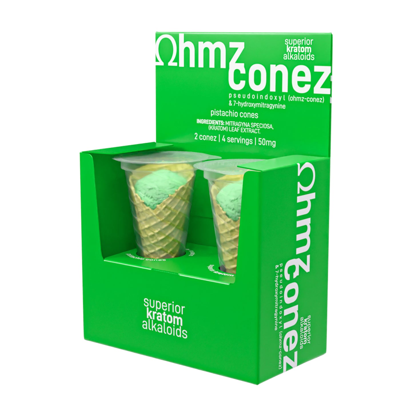 Ohmz Conez 50mg 7-Hydroxy Pseudoindoxyl Kratom Waffle Cone 2-Pack