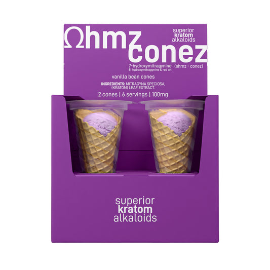 Ohmz Conez 100mg 7-Hydroxy 8-Hydroxy Red-OH Kratom Waffle Cone 2-Pack